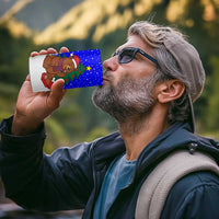 Slovenia Christmas 4 in 1 Can Cooler Tumbler with Bear Potica Cake Snowy Tree and National Emblem Design - Wonder Print Shop