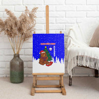 Slovenia Christmas Canvas Wall Art with Bear Potica Cake Snowy Tree and National Emblem Design - Wonder Print Shop