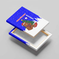 Slovenia Christmas Canvas Wall Art with Bear Potica Cake Snowy Tree and National Emblem Design - Wonder Print Shop