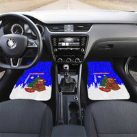 Slovenia Christmas Car Mats with Bear Potica Cake Snowy Tree and National Emblem Design - Wonder Print Shop