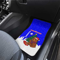 Slovenia Christmas Car Mats with Bear Potica Cake Snowy Tree and National Emblem Design - Wonder Print Shop