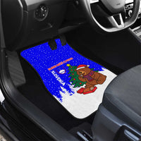 Slovenia Christmas Car Mats with Bear Potica Cake Snowy Tree and National Emblem Design - Wonder Print Shop