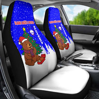 Slovenia Christmas Car Seat Cover with Bear Potica Cake Snowy Tree and National Emblem Design - Wonder Print Shop