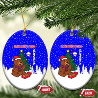 Slovenia Christmas Ceramic Ornament with Bear Potica Cake Snowy Tree and National Emblem Design - Wonder Print Shop