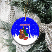 Slovenia Christmas Ceramic Ornament with Bear Potica Cake Snowy Tree and National Emblem Design - Wonder Print Shop