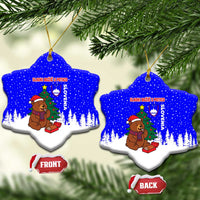 Slovenia Christmas Ceramic Ornament with Bear Potica Cake Snowy Tree and National Emblem Design - Wonder Print Shop