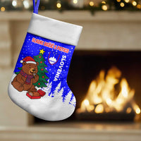 Slovenia Christmas Stocking with Bear Potica Cake Snowy Tree and National Emblem Design - Wonder Print Shop