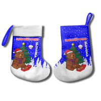 Slovenia Christmas Stocking with Bear Potica Cake Snowy Tree and National Emblem Design - Wonder Print Shop