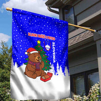 Slovenia Christmas Garden Flag with Bear Potica Cake Snowy Tree and National Emblem Design - Wonder Print Shop