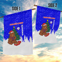 Slovenia Christmas Garden Flag with Bear Potica Cake Snowy Tree and National Emblem Design - Wonder Print Shop