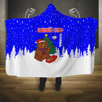 Slovenia Christmas Hooded Blanket with Bear Potica Cake Snowy Tree and National Emblem Design - Wonder Print Shop