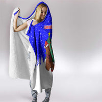 Slovenia Christmas Hooded Blanket with Bear Potica Cake Snowy Tree and National Emblem Design - Wonder Print Shop