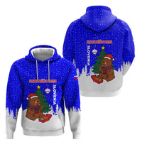 Slovenia Christmas Hoodie with Bear Potica Cake Snowy Tree and National Emblem Design - Wonder Print Shop