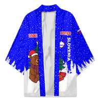 Slovenia Christmas Kimono with Bear Potica Cake Snowy Tree and National Emblem Design - Wonder Print Shop