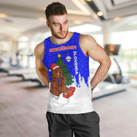 Slovenia Christmas Men Tank Top with Bear Potica Cake Snowy Tree and National Emblem Design - Wonder Print Shop