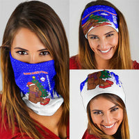 Slovenia Christmas Neck Gaiter with Bear Potica Cake Snowy Tree and National Emblem Design - Wonder Print Shop