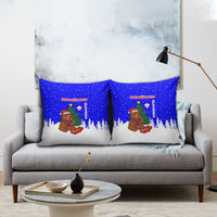 Slovenia Christmas Pillow Cover with Bear Potica Cake Snowy Tree and National Emblem Design - Wonder Print Shop