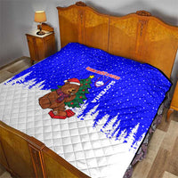 Slovenia Christmas Quilt with Bear Potica Cake Snowy Tree and National Emblem Design - Wonder Print Shop