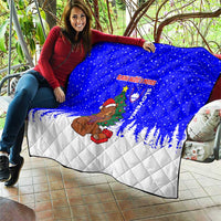 Slovenia Christmas Quilt with Bear Potica Cake Snowy Tree and National Emblem Design - Wonder Print Shop