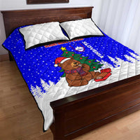Slovenia Christmas Quilt Bed Set with Bear Potica Cake Snowy Tree and National Emblem Design - Wonder Print Shop