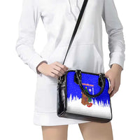Slovenia Christmas Shoulder Handbag with Bear Potica Cake Snowy Tree and National Emblem Design - Wonder Print Shop