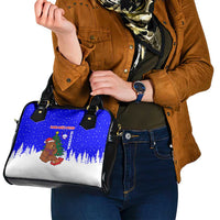 Slovenia Christmas Shoulder Handbag with Bear Potica Cake Snowy Tree and National Emblem Design - Wonder Print Shop