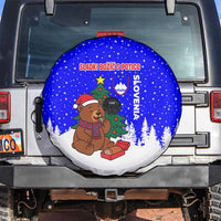 Slovenia Christmas Spare Tire Cover with Bear Potica Cake Snowy Tree and National Emblem Design - Wonder Print Shop