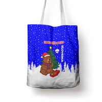 Slovenia Christmas Tote Bag with Bear Potica Cake Snowy Tree and National Emblem Design - Wonder Print Shop