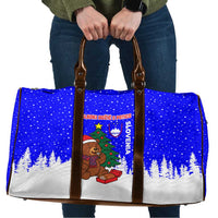 Slovenia Christmas Travel Bag with Bear Potica Cake Snowy Tree and National Emblem Design - Wonder Print Shop
