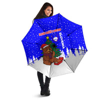 Slovenia Christmas Umbrella with Bear Potica Cake Snowy Tree and National Emblem Design - Wonder Print Shop
