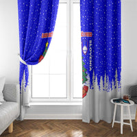 Slovenia Christmas Window Curtain with Bear Potica Cake Snowy Tree and National Emblem Design - Wonder Print Shop