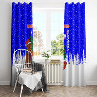 Slovenia Christmas Window Curtain with Bear Potica Cake Snowy Tree and National Emblem Design - Wonder Print Shop