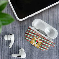 Palestine Christmas AirPods Case with Red-Green Pattern, Golden Eagle Emblem, and Jesus Holding Flag Motif - Wonder Print Shop