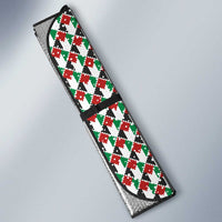 Palestine Christmas Auto Sun Shade with Red-Green Pattern, Golden Eagle Emblem, and Jesus Holding Flag Motif - Wonder Print Shop