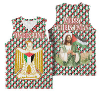 Palestine Christmas Basketball Jersey with Red-Green Pattern, Golden Eagle Emblem, and Jesus Holding Flag Motif - Wonder Print Shop