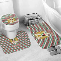 Palestine Christmas Bathroom Set with Red-Green Pattern, Golden Eagle Emblem, and Jesus Holding Flag Motif - Wonder Print Shop