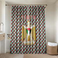 Palestine Christmas Bathroom Set with Red-Green Pattern, Golden Eagle Emblem, and Jesus Holding Flag Motif - Wonder Print Shop