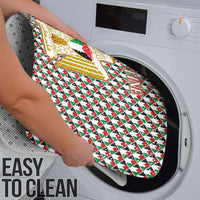 Palestine Christmas Bathroom Set with Red-Green Pattern, Golden Eagle Emblem, and Jesus Holding Flag Motif - Wonder Print Shop