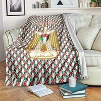 Palestine Christmas Blanket with Red-Green Pattern, Golden Eagle Emblem, and Jesus Holding Flag Motif - Wonder Print Shop