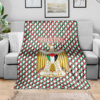 Palestine Christmas Blanket with Red-Green Pattern, Golden Eagle Emblem, and Jesus Holding Flag Motif - Wonder Print Shop