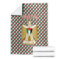 Palestine Christmas Blanket with Red-Green Pattern, Golden Eagle Emblem, and Jesus Holding Flag Motif - Wonder Print Shop