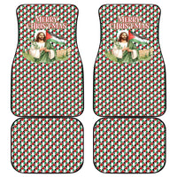 Palestine Christmas Car Mats with Red-Green Pattern, Golden Eagle Emblem, and Jesus Holding Flag Motif - Wonder Print Shop