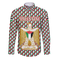 Palestine Christmas Family Matching Puletasi and Hawaiian Shirt with Red-Green Pattern, Golden Eagle Emblem, and Jesus Holding Flag Motif - Wonder Print Shop