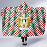 Palestine Christmas Hooded Blanket with Red-Green Pattern, Golden Eagle Emblem, and Jesus Holding Flag Motif - Wonder Print Shop