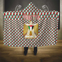 Palestine Christmas Hooded Blanket with Red-Green Pattern, Golden Eagle Emblem, and Jesus Holding Flag Motif - Wonder Print Shop