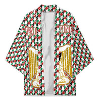 Palestine Christmas Kimono with Red-Green Pattern, Golden Eagle Emblem, and Jesus Holding Flag Motif - Wonder Print Shop