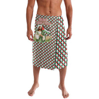 Palestine Christmas Lavalava with Red-Green Pattern, Golden Eagle Emblem, and Jesus Holding Flag Motif - Wonder Print Shop