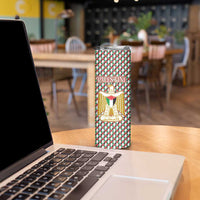 Palestine Christmas Skinny Tumbler with Red-Green Pattern, Golden Eagle Emblem, and Jesus Holding Flag Motif - Wonder Print Shop