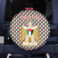 Palestine Christmas Spare Tire Cover with Red-Green Pattern, Golden Eagle Emblem, and Jesus Holding Flag Motif - Wonder Print Shop