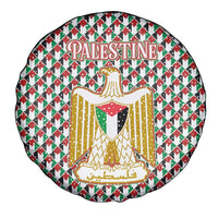 Palestine Christmas Spare Tire Cover with Red-Green Pattern, Golden Eagle Emblem, and Jesus Holding Flag Motif - Wonder Print Shop